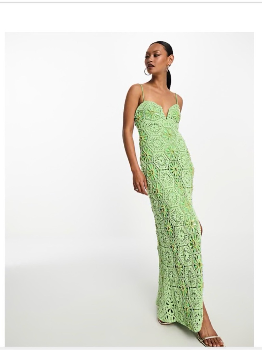 ASOS Lime Green Crochet Maxi Dress